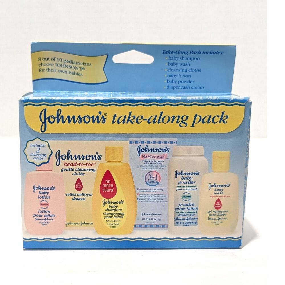 Johnson's Baby Take Along Pack 7pc MINI Bath Kit 2003 Vtg SEALED